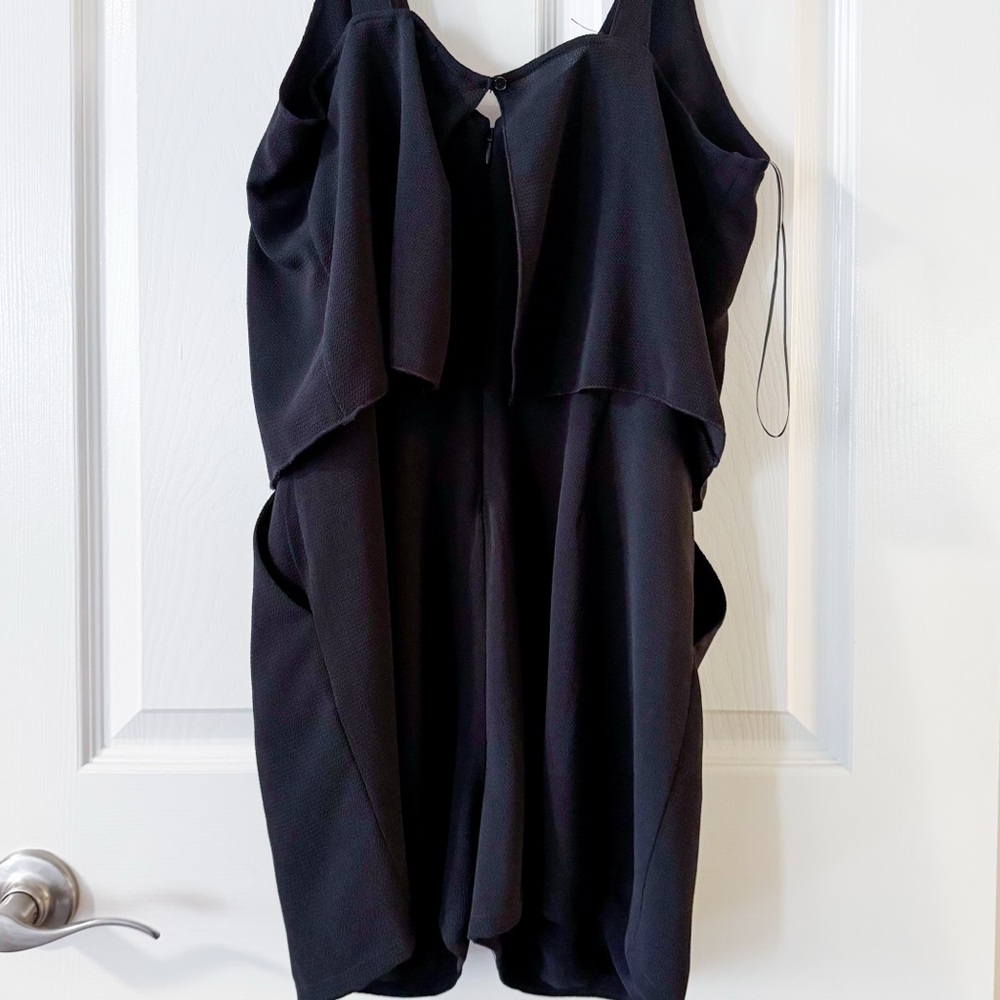 Twik by Simons Black Bow Tie Shoulder Lined Romper Size S Twee Whimsical